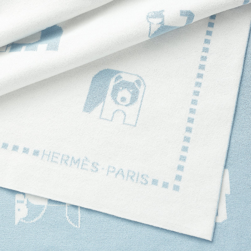 Animaux Blocks blanket - Black | Hermès USA